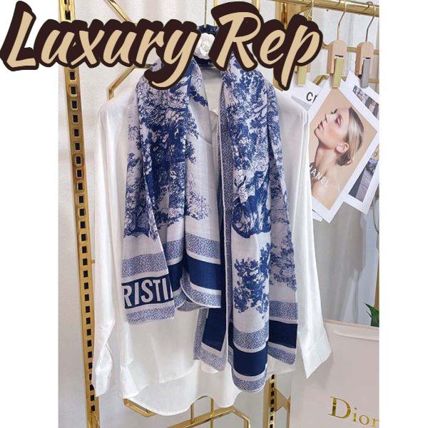Replica Dior CD Women Toile De Jouy Sauvage Square 90 Scarf Ivory Navy Blue Silk Twill 8