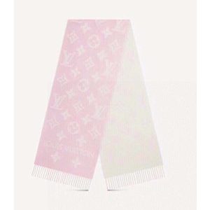 Replica Louis Vuitton LV Women Essential Scarf Pink Wool Jacquard Weave Monogram Pattern
