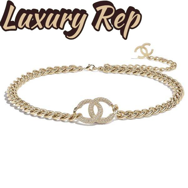 Replica Chanel Women Belt Metal & Strass Gold & Crystal 2