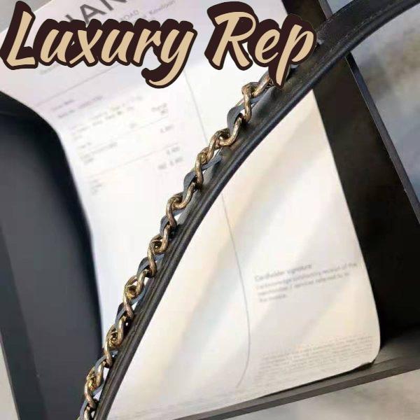 Replica Chanel Women Calfskin & Gold Metal & Belt 3 cm Width-Black 9