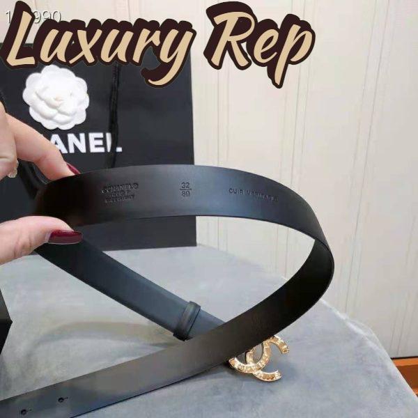 Replica Chanel Women Calfskin & Gold-Tone Metal Black Belt 14