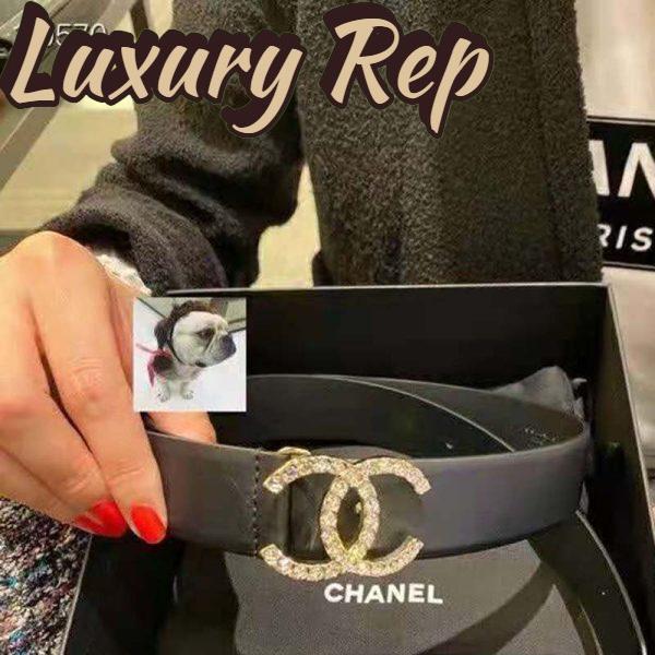 Replica Chanel Women Calfskin Gold-Tone Metal & Strass Belt 6