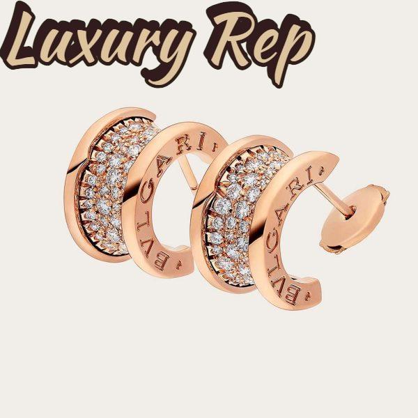 Replica Bvlgari Women B.zero1 Earrings in 18 KT Rose Gold Set with Pave Diamonds on the Spiral 2
