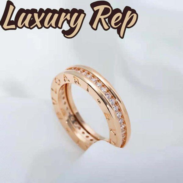 Replica Bvlgari Women B.zero1 One-Band Ring in 18 KT Rose Gold Set with Pave Diamonds on the Spiral 3