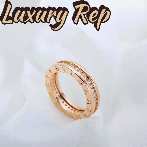 Replica Bvlgari Women B.zero1 One-Band Ring in 18 KT Rose Gold Set with Pave Diamonds on the Spiral 4
