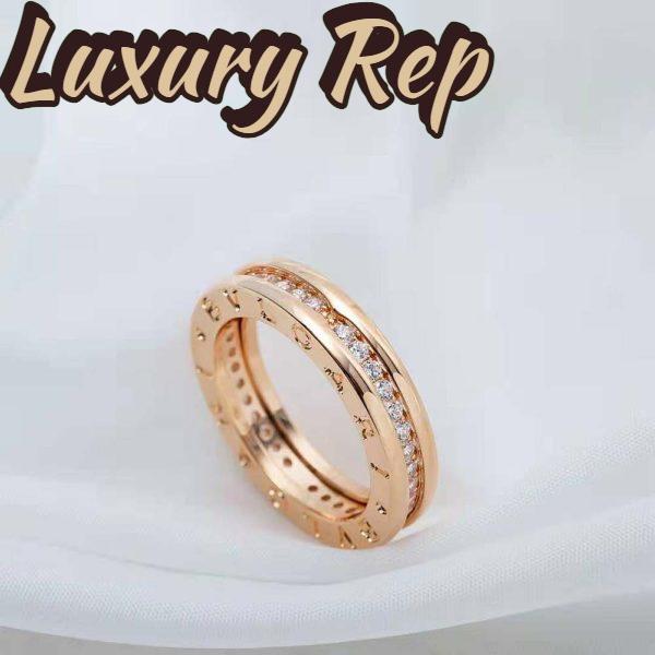 Replica Bvlgari Women B.zero1 One-Band Ring in 18 KT Rose Gold Set with Pave Diamonds on the Spiral 7