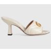 Replica Gucci Women GG Double G Slide Sandal White Chevron Matelassé Leather 7.6 cm Heel