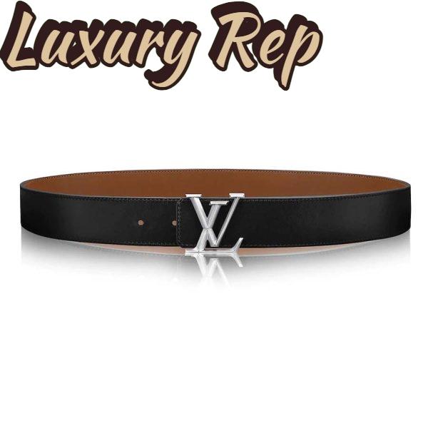 Replica Louis Vuitton LV Unisex LV Pyramide 40mm Leather Belt-Black