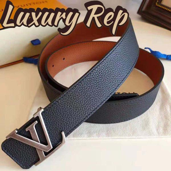 Replica Louis Vuitton LV Unisex LV Pyramide 40mm Leather Belt-Black 2