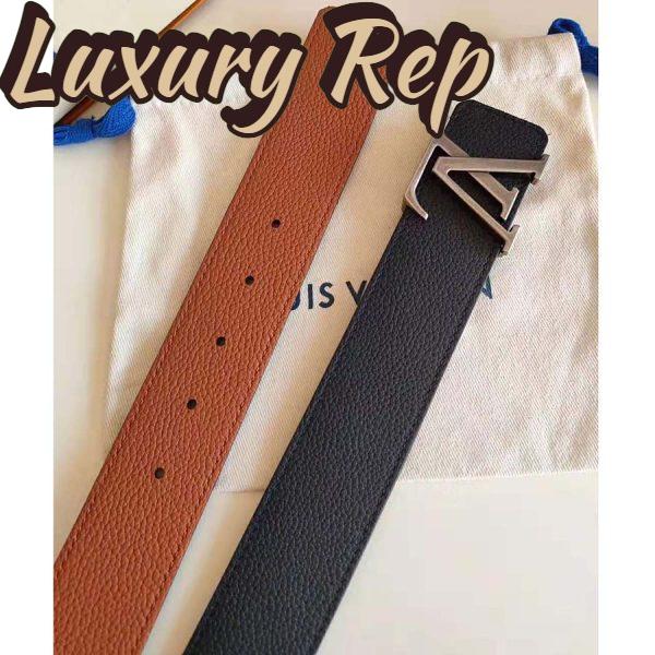Replica Louis Vuitton LV Unisex LV Pyramide 40mm Leather Belt-Black 4