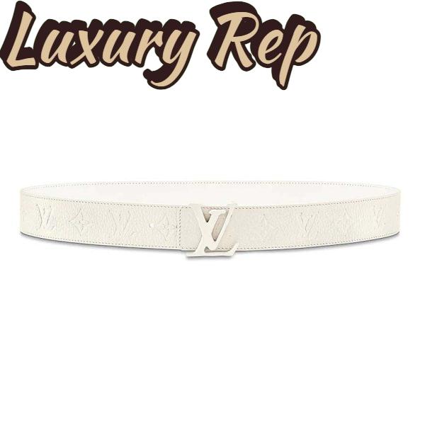Replica Louis Vuitton LV Unisex LV Shape 40mm Belt in Embossed White Taurillon Leather 2