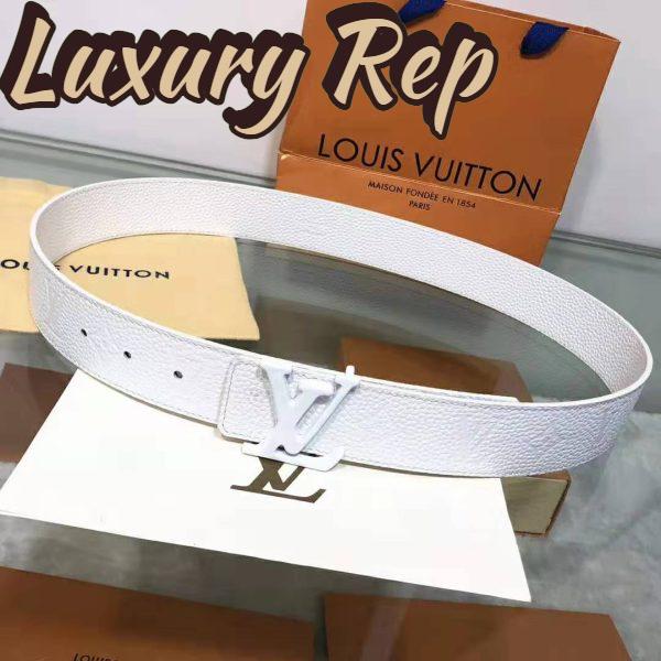 Replica Louis Vuitton LV Unisex LV Shape 40mm Belt in Embossed White Taurillon Leather 3