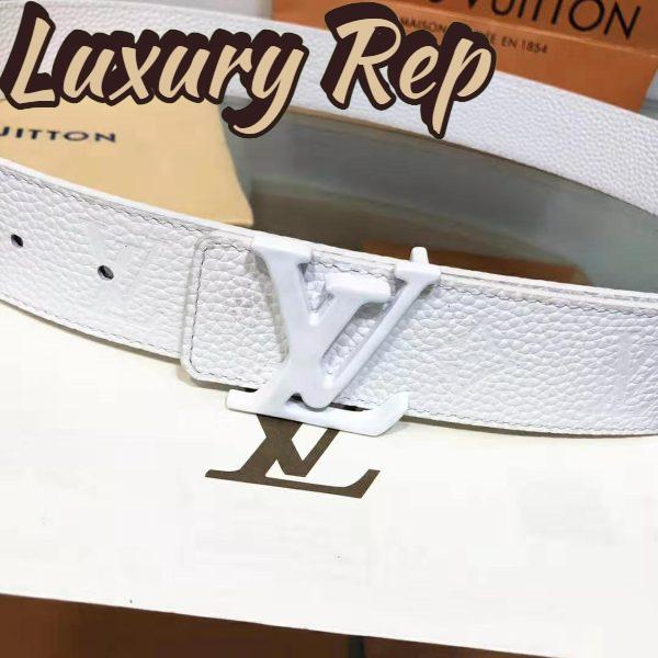 Replica Louis Vuitton LV Unisex LV Shape 40mm Belt in Embossed White Taurillon Leather 5