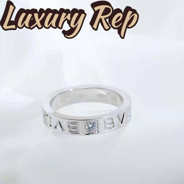 Replica Bvlgari Women Bvlgari Bvlgari Ring 18 KT White Gold Ring with Diamond 8