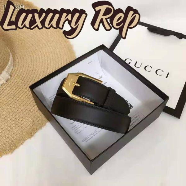 Replica Gucci GG Unisex Leather Belt with Squared Buckle 3 cm Width 6