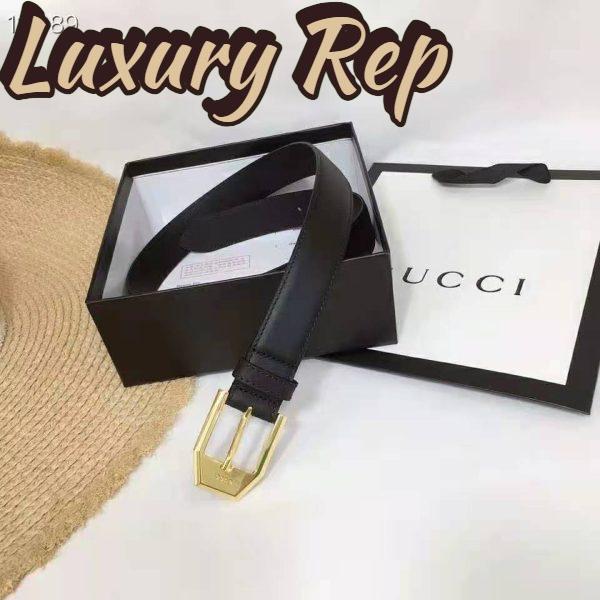 Replica Gucci GG Unisex Leather Belt with Squared Buckle 3 cm Width 7