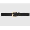 Replica Gucci GG Unisex Leather Belt with Squared Buckle 3 cm Width 10