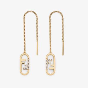 Replica Fendi Women Fine Chain Earrings with Fendi O’Lock Pendant
