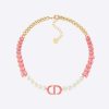 Replica Dior Women 30 Montaigne Necklace Gold-Finish Metal with White Resin Pearls