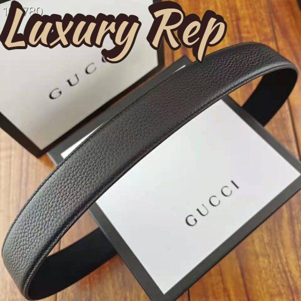 Replica Gucci Unisex Leather Belt with Interlocking G Buckle 4 cm Width Black Leather 5