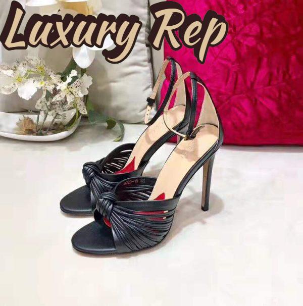 Replica Gucci Women Metallic Leather Sandal in 10.4cm Heel Height-Black 4