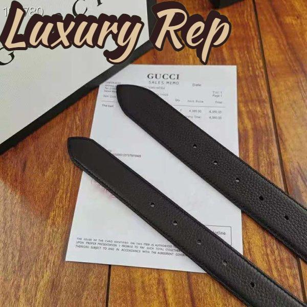 Replica Gucci Unisex Leather Belt with Interlocking G Buckle 4 cm Width Black Leather 10