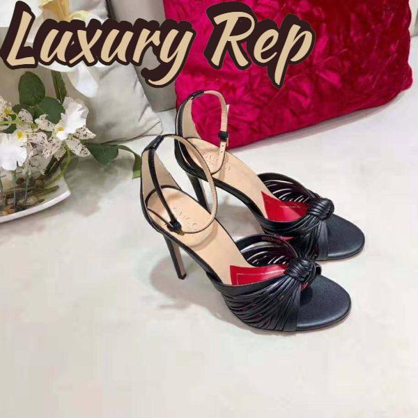 Replica Gucci Women Metallic Leather Sandal in 10.4cm Heel Height-Black 8