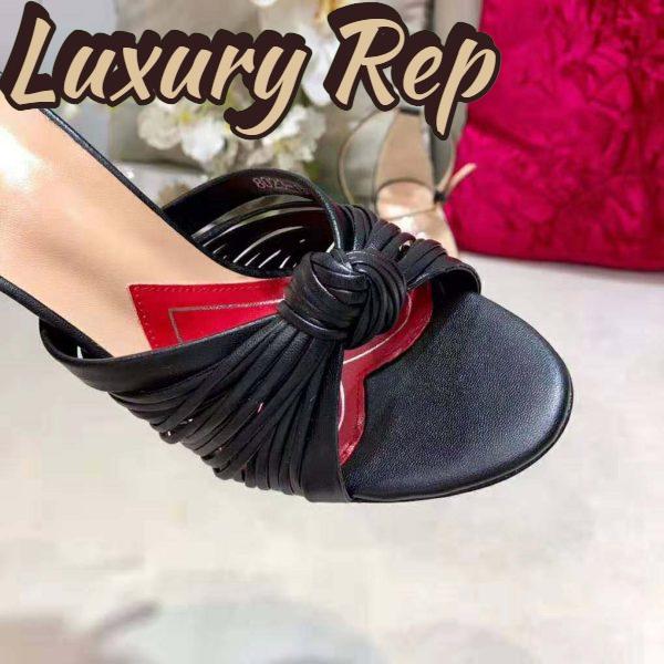Replica Gucci Women Metallic Leather Sandal in 10.4cm Heel Height-Black 11