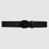 Replica Gucci Unisex Leather Belt with Interlocking G Buckle 4 cm Width Black Leather 11