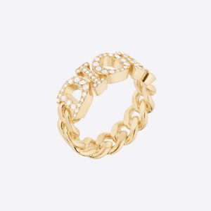 Replica Dior Women Dio(r)evolution Ring Gold-Finish Metal and White Crystals 2
