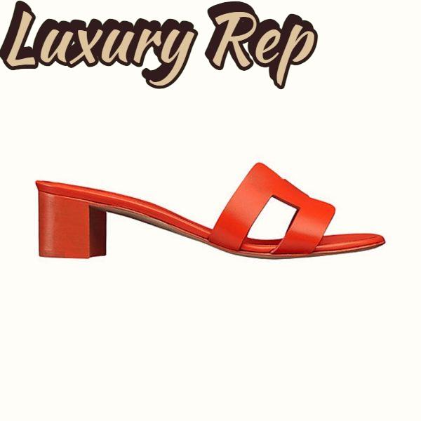 Replica Hermes Women Oasis Sandal Calfskin Iconic “H” 5.6cm Heel-Red