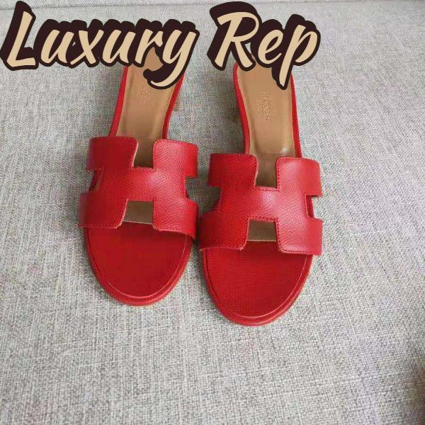 Replica Hermes Women Oasis Sandal Calfskin Iconic “H” 5.6cm Heel-Red 6