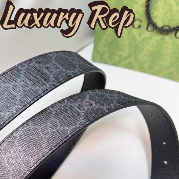 Replica Gucci Unisex Reversible Belt Square G Buckle Black GG Supreme Canvas Reverses Leather 8