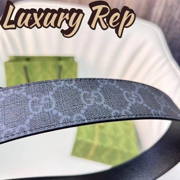 Replica Gucci Unisex Reversible Belt Square G Buckle Black GG Supreme Canvas Reverses Leather 9