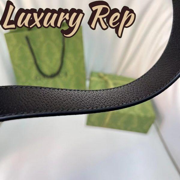 Replica Gucci Unisex Reversible Belt Square G Buckle Black GG Supreme Canvas Reverses Leather 10