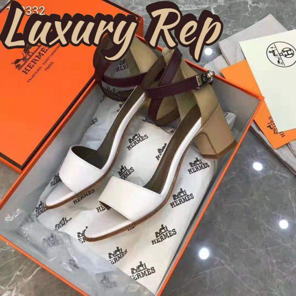 Replica Hermes Women Shoes Manege Sandal 5.1 cm Heel-White 3