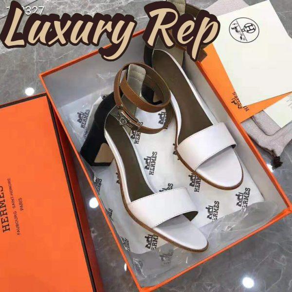 Replica Hermes Women Shoes Manege Sandal 5.1 cm Heel-White 4
