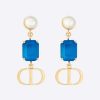 Replica Dior Women Petit Cd Earrings Gold-Finish Metal with White Resin Pearls