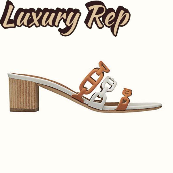 Replica Hermes Women Tandem Sandal in Nappa Leather 5.1cm Heel-Brown