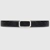 Replica Gucci Unisex Slim Leather Belt Double G Buckle Black Leather 3 cm Width 12