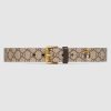 Replica Gucci Unisex Tiger Print GG Supreme Belt in Beige/Ebony GG Supreme Canvas