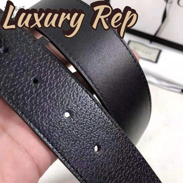 Replica Gucci Unisex Wide Leather Belt with Double G Buckle 4 cm Width-Black 8
