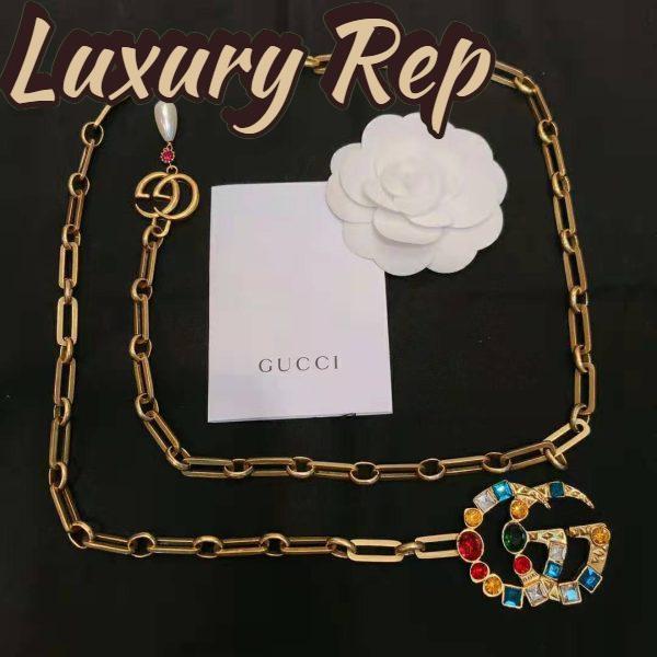 Replica Gucci Women Chain Belt with Crystal Double G Buckle in Gold-Toned Chain 3