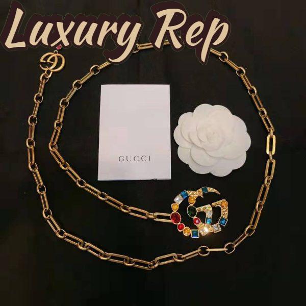 Replica Gucci Women Chain Belt with Crystal Double G Buckle in Gold-Toned Chain 4