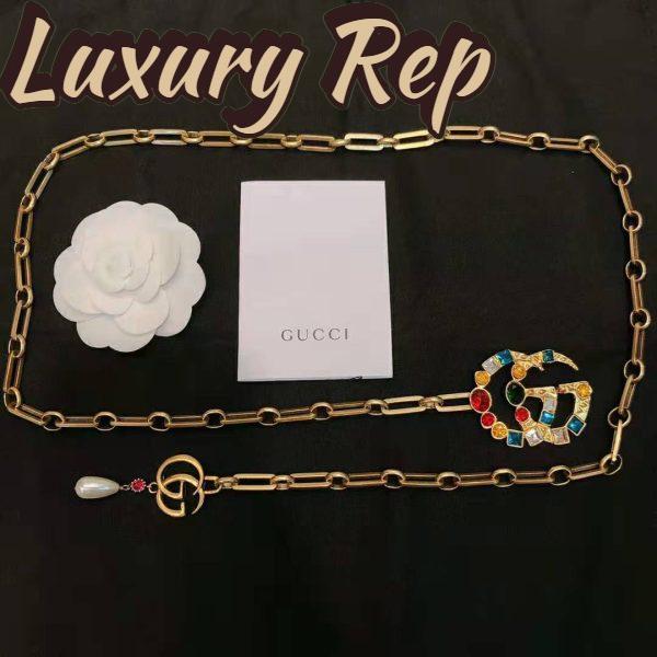Replica Gucci Women Chain Belt with Crystal Double G Buckle in Gold-Toned Chain 5