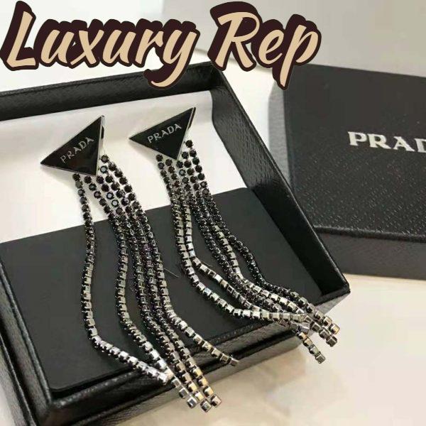 Replica Prada Women Prada Symbole Drop Earrings-Black 5