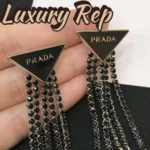 Replica Prada Women Prada Symbole Drop Earrings-Black 7