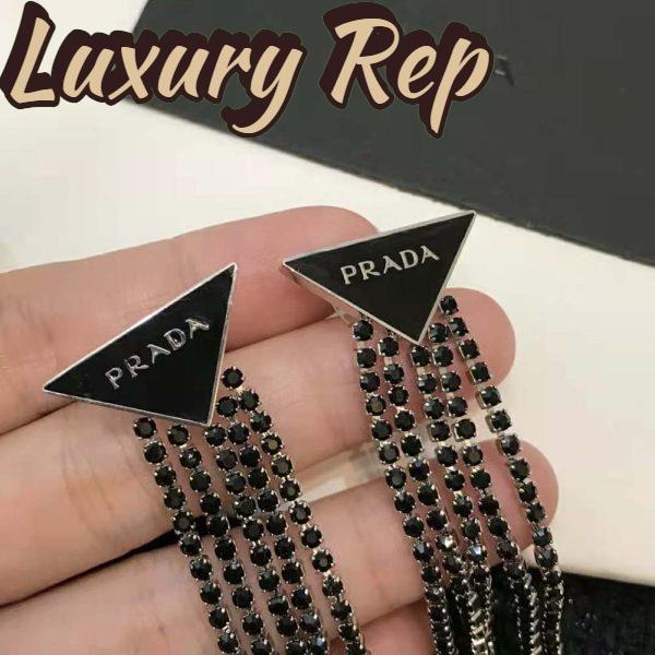 Replica Prada Women Prada Symbole Drop Earrings-Black 8