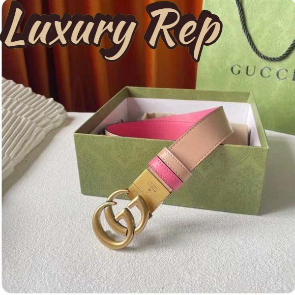 Replica Gucci Women GG Marmont Reversible Belt Beige Pink Leather 3 CM Width Double G 5