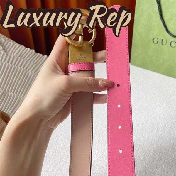 Replica Gucci Women GG Marmont Reversible Belt Beige Pink Leather 3 CM Width Double G 7